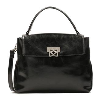 Kazar Leren handtas met decoratieve sluiting - Dames - Handtassen - Zwart - ONE Size - Leer - Tassen