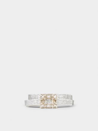 Roger Vivier Broche Vivier Belt in satin, SILVER, 80 - Belts