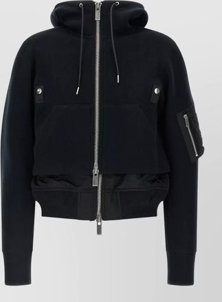 sacai paneled hooded bomber jacket