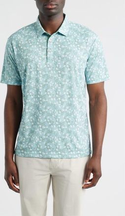 Swannies Breeze Floral Performance Golf Polo in Surf at Nordstrom, Size Xx-Large