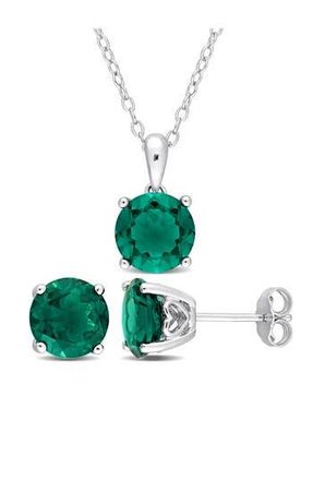 Delmar Lab Grown Emerald Earrings & Necklace Set in Green at Nordstrom Rack