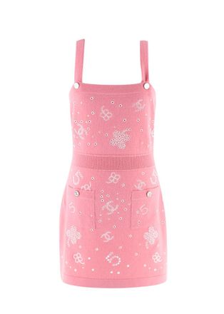 Chanel Pink Cashmere Knitted No.5 Mini Dress Size XS