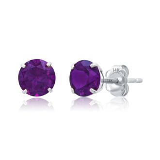 MAX + STONE 14k White Gold 6MM Round Stud Gemstone Earrings