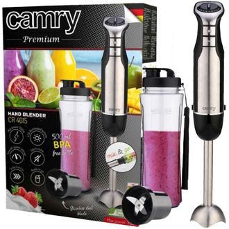 Adler Europe Camry Cr 4615 - Batidora De Mano Con Cierre De 500 Ml, Sin Bpa, 700 W, Batidora Silenciosa Para Batidos, Sopa, Bot&oacute;n Turbo, Cuchillas De Acero Inoxida