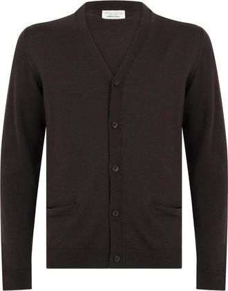 Roberto Collina Cardigan met zakken en knopen - Heren - Vesten - Bruin - XL - Wol - Truien & Vesten