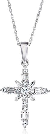 Ross-Simons Lab-Grown Diamond Cross Pendant Necklace in Sterling Silver