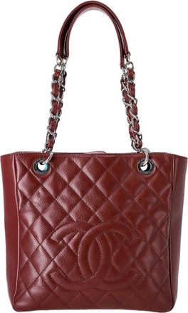 Chanel Cc Logo Caviar Leather Petite Shopping Tote (Authentic Pre-Loved)