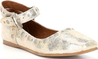 Free People Womens Mystic Studded Leather Ankle Wrap Ballet Flats In Champagne