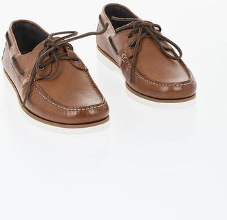 Corneliani Hammered Leather Boat Loafers size 41,5