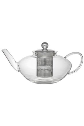 Novel Teekanne, Klar, Edelstahlfarben, Metall, Glas, 1,3 l, Lfgb, Ausgie&szlig;er, Siebeinsatz, Geschirr, Kannen & Karaffen, Teekannen