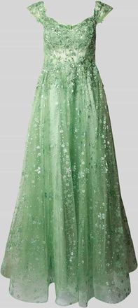 Unique Abendkleid aus Glitzermesh in Lind, Gr&ouml;&szlig;e 34