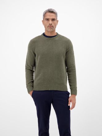 Lerros Rundhalspullover LERROS, Herren, Gr. XXL, nordic olive, Strick, Obermaterial: 82% Baumwolle, 18% Polyester, unifarben, normal h&uuml;ftbedeckend, Rundhals,