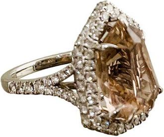 Bespoke platinum, diamond & tourmaline cocktail ring K 1/2