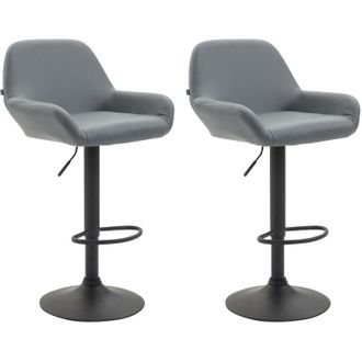 Clp Set 2 Taburetes de bar Braga En Cuero pu Gris Negro
