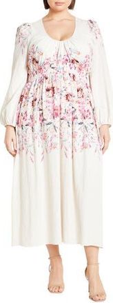 City Chic Keyla Floral Long Sleeve Maxi Dress in Posie Iry Perfection at Nordstrom Rack, Size M/18W