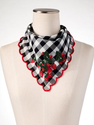 Talbots Dancing Strawberries Neckerchief - Black - 001 - 100% Cotton Talbots