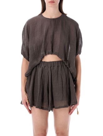 120% Lino Camicia Short Sleeve Shorts Set