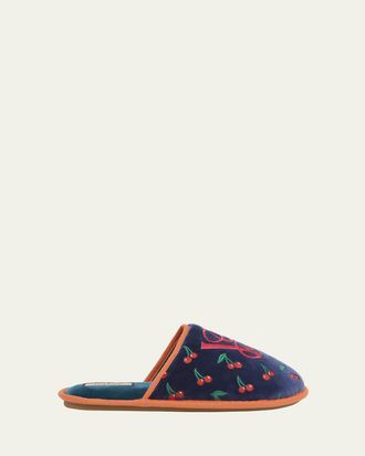 Valentino Garavani Mens Chambre Embroidered Monogram Slippers