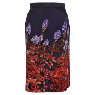 Dries Van Noten Dries van Noten Floral Print Midi Skirt in Black Viscose