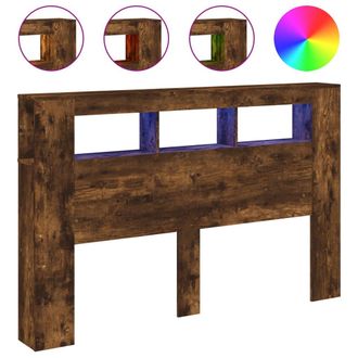 vidaXL Cabecero Led Madera Ingenier&iacute;a Roble Ahumado 160x18,5x103,5 Cm Vidaxl