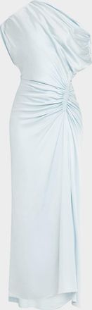 A.L.C. Penny One-Shoulder Ruched Satin Gown