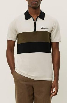 Les Deux Raul Colorblock Stripe Zip Polo in Ivory at Nordstrom Rack, Size Xx-Large