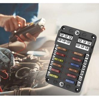 OEM Bloques De Fusibles De Cuchilla Atc/ato, Portafusibles Para Coche, Caja De Fusibles De 12 V&iacute;as Con Indicador De Bus Negativo Para Coche, Barco, Furgon
