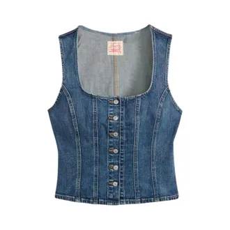 Levi's Tops, Dames, Blauw, S, Katoen, Sculpted Top