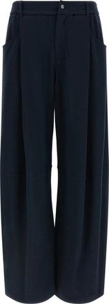 Brunello Cucinelli Broek met wijde pijpen van katoen en zijde - Dames - Wijde Broeken - Blauw - S - Katoen - Broeken