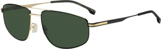 BOSS Double-bridge sunglasses in black with gold-tone trims