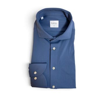 Fakts Slim Fit Casual Shirt - Heren - Casual Overhemden - Blauw - S - Leer - Overhemden
