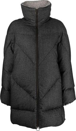 Eleventy Chevron-Stitched High Duster Jacket With Alpaca Blend