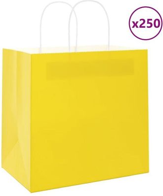 vidaXL Bolsas De Papel Con Asas 250 Uds Amarillas 26x17x25 Cm Vidaxl