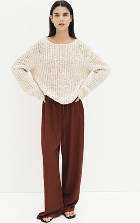 H&M Textured Drawstring Pants in Rust Brown at Nordstrom, Size X-Large