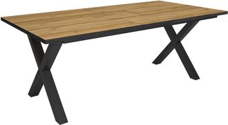 Skraut Home Mesa comedor efecto madera roble y negro 194x90x74cm