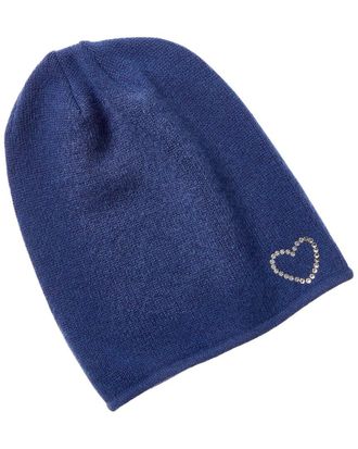 Portolano Crystal Stones Heart Wool & Cashmere-Blend Hat