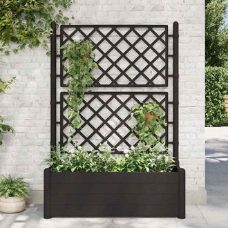 vidaXL Jardinera Con Enrejado Pp Gris Antracita 100x43x142 Cm Vidaxl