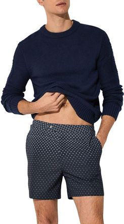 Reiss Darli Gradient Geo Print Side Adjuster Swim Trunks in Navy at Nordstrom, Size Xx-Large
