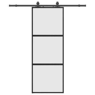Berkfield Home Sliding Door with Hardware Set Black 76x205 cm Tempered Glass