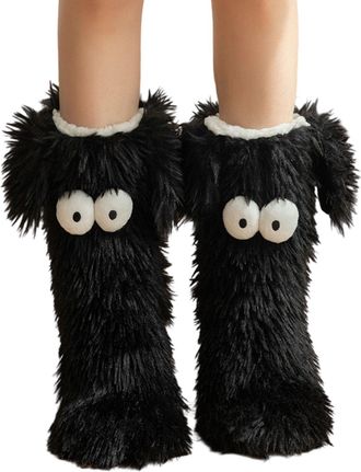 Generic funny slippers-Slipper Socks, Novelty Socks, Cute Monster Fluffy Socks, House Socks with Non-Slip Sole, Warm Winter Bed Socks for Home Office, Funny N