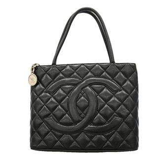 Chanel Black Grained Calfskin Tote Bag (Pre-Owned)