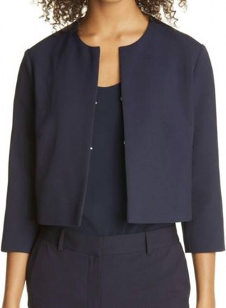 BOSS Collarless Short Jacket In Navy