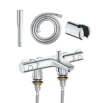 GROHE Grohtherm 800 - Mezclador Termost&aacute;tico De Ba&ntilde;o Con Barra De Ducha Idroflex, Teleducha De 1 Chorro, Flexo Y Soporte
