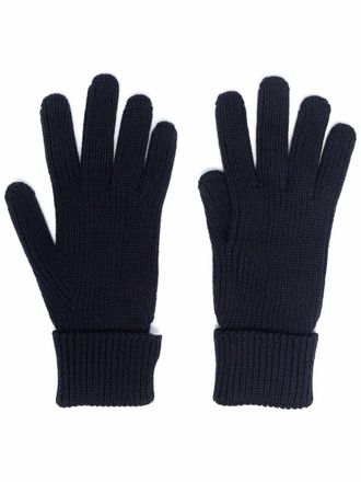Woolrich logo knitted gloves - men - Virgin Wool - M - Blue