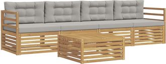 vidaXL Conjunto De Sof&aacute;s De Exterior 5 Uds. Blanco Y Gris Claro Vidaxl