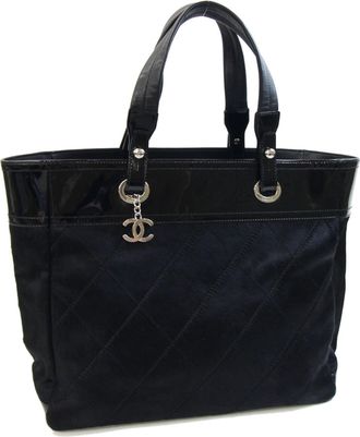 Chanel Black Patent Leather Leather Leather Tote Bag (Pre-Owned)