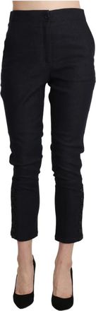 Ermanno Scervino Luxe Capri Broek met Hoge Taille - Dames - Vrijetijds broeken - Zwart - XS - Katoen - Broeken