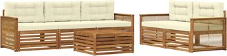 vidaXL Conjunto De Sof&aacute;s De Exterior 6 Uds. Natural Y Crema Vidaxl