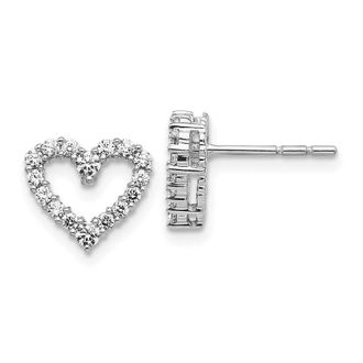 Diamond2Deal 10K White Gold 1/2 ct Lab Grown Diamond Heart Stud Earrings VS Clarity, G-H Color