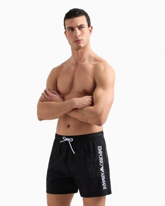 Emporio Armani Heren Zwemshorts met Verticale Logo Borduring